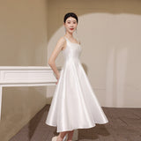 White Sling Model Light Wedding Dress Dress 2026 Spring Sleeveless Bridal Certificate Registration Small White Dress Evening Dress HZ0517