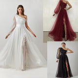 2026 Spring New Long Sleeve Open Fork Sexy Host Shoulder Walk Banquet Evening Dress HZ0517