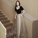 Black Engagement Dress 2026 New Hostess Female Student Graduates In Escape Princess Dress Winter Fashion Dress HZ0517