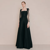 Korean Light Wedding Dress Shoots The Ribbon Sling Square Tie Simple High-End Host Banquet Temperament Evening Dress HZ0517