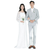 Korean Light Wedding Temperament Simple White Long-Sleeved Vertiny Bride Wedding Engagement Welcome Out Of The Yarn Wedding Dress HZ0517