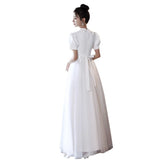 Banquet Evening Dress Large Size Fat Mm White Certificate Registration Small White Dress Graduation Season Adult Dress HZ0517