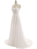 Bridal Wedding Dress Beach Lace Wedding Dress A-Shaped Chiffon Skirt Deep V-Dress HZ0517