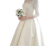 Sing Noodle Long-Sleeved Light Wedding Dress 2026 New Korean Simple Thin Hepburne Bride Small Welcome Dress HZ0517