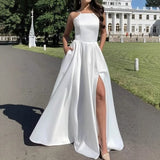 Light Wedding Dress 2026 New Fashion Pure Color Dress Bride Wedding Temperament Elegant Evening Dress HZ0517