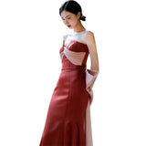 The Bridal 2026 New Tour Shot Light Wedding Wine Red Fish Tail Engagement Evening Dress HZ0517