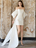 French-Style Seduced Light Wedding Dress Small Bride Simple Breast-Wearing Short Engagement Evening Dress Registration Small White Dress HZ0517