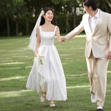 White Certificate Registration Light Wedding Dress French Small Dress With Engagement Dress High Sense Can Usually Wear Summer HZ0517