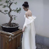 New Chinese Engagement Morning Dress Woman 2026 Summer New Simple Long Fairy Temperament Travel Style Light Wedding Dress HZ0517