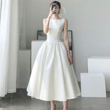 Light Wedding Dress Ding Noodles 2026 New Simple Famous Banquet Party Graduation Tour Shooting Dress Medium And Long Small Dress HZ0517