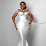 African Large-Size Wedding Dress New Fishtail Repair Bras Main Wedding Dress Mermaid Wedding Dress Woman HZ0517