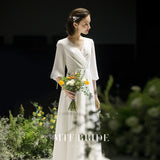 White Light Wedding Dress 2026 New Garden Teen Temperament Light Wedding Dress Simple French-Style Fasting HZ0517