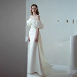 Word-Shoulder Light Wedding Dress 2026 Summer New Bride Wedding French-Style Fading Fading Wedding Dress HZ0517