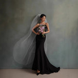 Black Studio Theme Korean Style Wedding Dress Sling Small Tail Zipper Simple Fashion Dress Hepburn HZ0517