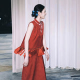 New Chinese Bride Toast Suit 2026 New Sleeveless Wine Red Two Sets Of Small Daily Engagement Dress Skirt HZ0517