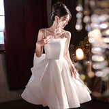 White Korean Small Dress Female High-End Birthday Banquet Host Adult Engagement Evening Dress Dress Dress HZ0517