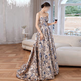 Temperament Retro Breast-Wearing Evening Dress Light Luxury High-End Sense Of The New Adult Show Drag-Tailed Engagement Evening Dress Elegant HZ0517