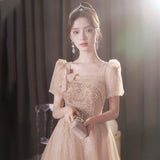 French Small Dress 2026 New Champagne Sweet Adult Ceremony Candidates Day Banquet Light Luxury Niche Evening Dress HZ0517