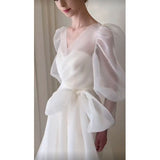 French Light Wedding Dress 2026 Spring New Bride Wedding Simple Atmospheric License To Go Out Yarn Thin Dress HZ0517