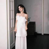 Morning Dress Female Bride Senior Sense Niche French Style Go Out Light Wedding Dress White Breasted Engagement Certificate Registration Small Dress HZ0517