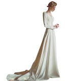 French Light Wedding Dress 2026 New Bridal Long-Sleeved Retro Minimalist Temperament Tug-Tailed Fasing Yarn Welcome Dress HZ0517
