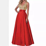 Women's Lien Rose Gold Evening Dresses Ball Dresses V-Necked Backs Of The Leadsmaid's Dresses Dinner Party Evening Dresses HZ0517
