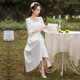 White Certificate Registration Small White Dress French Fastine Engagement Daily Can Wear Small Dress Dress Dress HZ0517