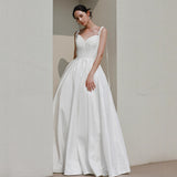 2025 New Slings Simple Temperament Light Wedding Bridal Certificate Registration Dress Long Daily Can Wear Small Dress HZ0517
