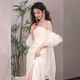 Bride Simple Long French Fascling Yarn Chao Xiansen Morning Dress Welcome Wedding Dress HZ0517