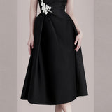 2026 Summer New Girded Fashion Design Shoulder Sexy Black Thoracic Dress French Evening Dress HZ0517