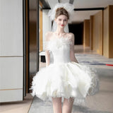 French-Style Densat Light Wedding Dress 2026 New High-End Feeling Small Adult Birthday Party Dress Dress HZ0517