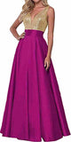 Women's Lien Rose Gold Evening Dresses Ball Dresses V-Necked Backs Of The Leadsmaid's Dresses Dinner Party Evening Dresses HZ0517