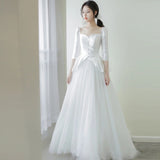 French Light Wedding Dress 2026 Spring New Small Simple Travel Shot Out Of The Yarn Series Super Fairy Long-Sleeved Dress Woman HZ0517