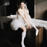 Small Morning Robe Short Wedding Dress Wedding Certificate Birthday Company Broadcast Ballet Dress Annual Performance Dress HZ0517