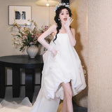 Small Tailed Bra Light Wedding Dress White Certificate Registration Princess Dress Tour Exterior Yarn Welcome Morning Dress HZ0517