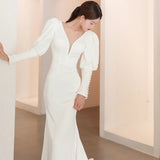 French Light Wedding Dress 2026 Spring New Bridal Fare Sleeve Long Sleeves To Welcome Dress HZ0517