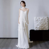 Light Wedding Dress 2026 New Morning Robe Bridal Engagement Certificate Solid Color Simple Large Size Thin French Dress Yarn HZ0517