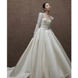 Sing Noodle Wedding Dress Bride 2026 New Main Yarn Retro Light Wedding Dress Yarn Small Long Sleeves In The Escape Of The Princess Woman HZ0517