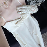 French Sling Light Wedding Dress Bride Simple Temperament With A Plainny Morning Dress White Certificate Registration Small White Dress HZ0517