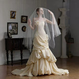 Brased Fishtail Wedding Dress 2026 Spring New Sensin Retro Cake Skirt Bride Welcome Out Of The Yarn HZ0517