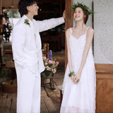 Suspension Light Wedding Dress 2026 Spring New Bride Wedding Super Fairy Morning Robe White Simple Temperament Yarn HZ0517