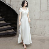 Evening Dress 2026 New Summer Temperament Long Banquet Light Luxury Niche White Dress HZ0517