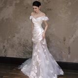 French Light Wedding Dress Bridal Sipping Fishtail Lace Yarn 2026 New Engagement Welcome Dress HZ0517