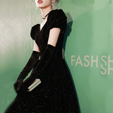 2026 New Black Evening Dress Annual Velvet Long Elegant Temperament Art Exam Princess Dress Dress Dress Dress HZ0517
