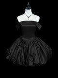 Evening Dress New Shoulder Solid Color Sweet Temperament Fluffy Skirt Dinner Birthday Party Adult Dating HZ0517