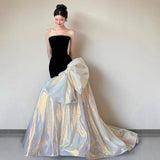 Black Breasted Evening Dress Female Senior Sense Banquet Temperament Design Small Tail Engagement Dress HZ0517