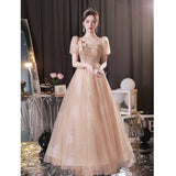 French Small Dress 2026 New Champagne Sweet Adult Ceremony Candidates Day Banquet Light Luxury Niche Evening Dress HZ0517