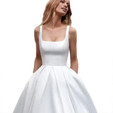 French Slings Light Wedding Dress High-Level Sense License Small White Skirts With Simple Outdoor Travel Photography Graduation Dress HZ0517