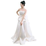 French Light Wedding Temperament Breast-Wearing Bow Engagement Dress Female Sen Family Super Fairy Bride Welcome Out Of The Light Wedding Dress HZ0517