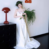 Travel Shot Wedding Dress With Breast-Wearing Engagement On-Faced Yarn Dress Certificate Registration Niche Morning Robe Bride Going Out Yarn HZ0517